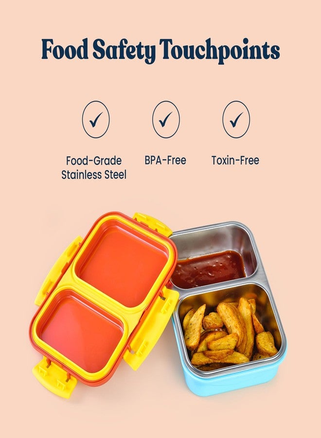 rabitat Yumzee Stainless Steel Lunch Box | 1+1 Year Brand Warranty | Tiffin Box for School | Lunch Box for Kids Boys & Girls | BPA Free, Leakproof & Durable Bento Design | 750 ml | Spunky - Image 2